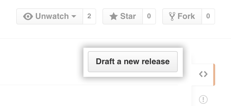 Botão Releases draft (Rascunho de versões)
